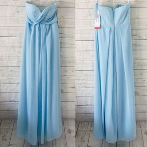 New bridesmaid strapless gown light blue size 4